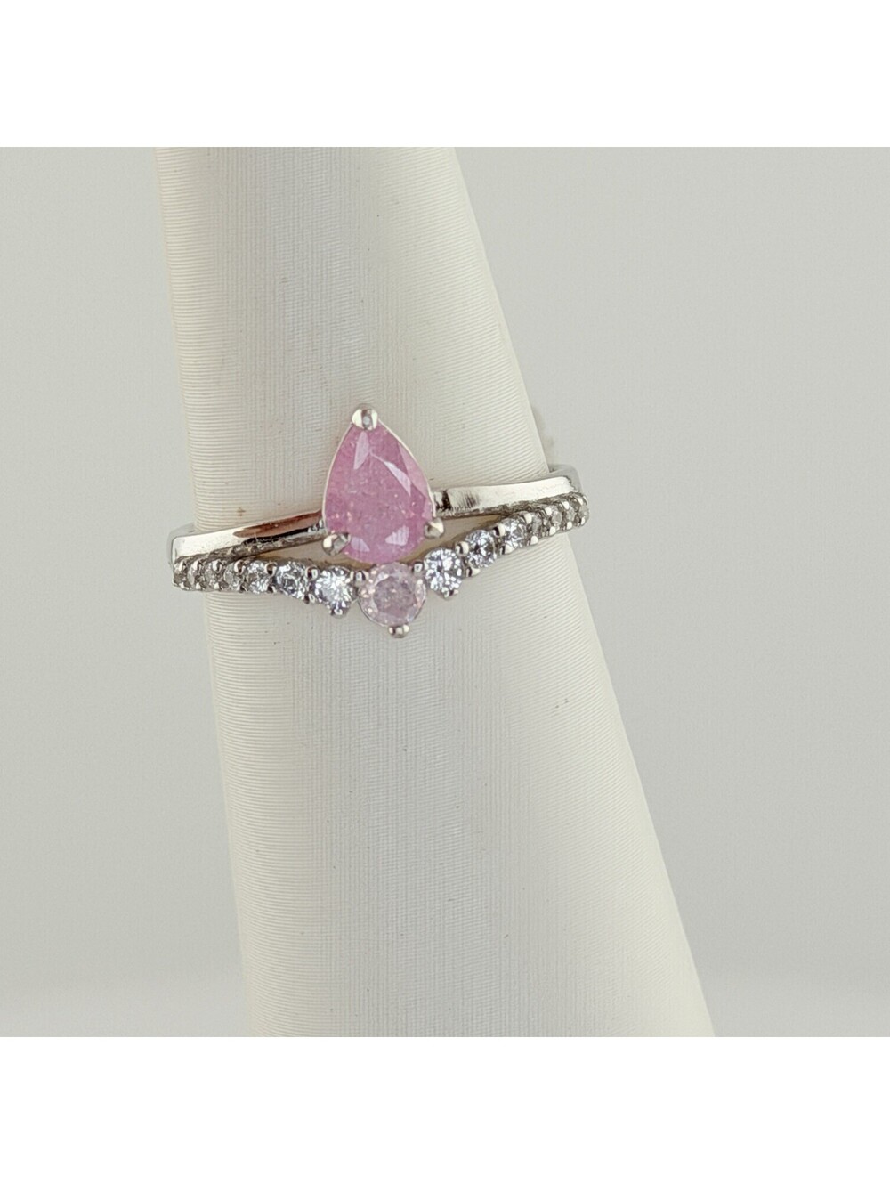 Bomb Party Ring Sz 8 Sterling Club Pink Ice Crystal on .925 Sterling Silver
